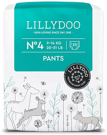 LILLYDOO Baby Windeln Pants Größe 4 (9+ kg), 25 Stück | Höschenwindeln, Sicherer Auslaufschutz, Hautfreundlich, Weich & Ohne Lotionen für empfindliche Haut, Dermatologisch getestet