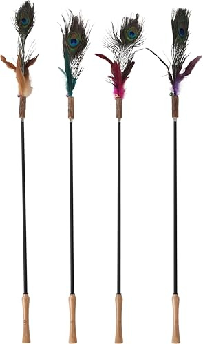 Flamingo giochi per gatti – canna da gioco per gatti Hasse telescopica 61–186cm, con matatabi, campanellino e piume – Nessuna scelta di colore possibile