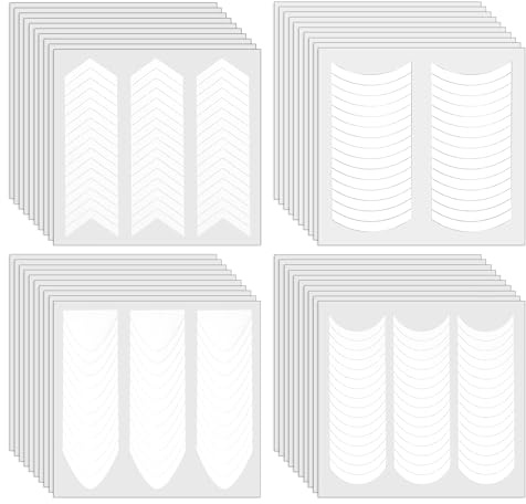 40 Blätter French Maniküre Aufkleber 4 Stile French Tip Nagelsticker Selbstklebende Maniküre Streifen Weiße Nagelführungsstreifen Aufkleber für DIY Nageldesign(1620 Stück)