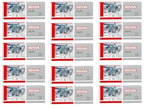 Novus Standardheftklammern 24/6, Verzinkt, 15.000 Stück (15x1000), 6mm, für bis zu 25 Blatt