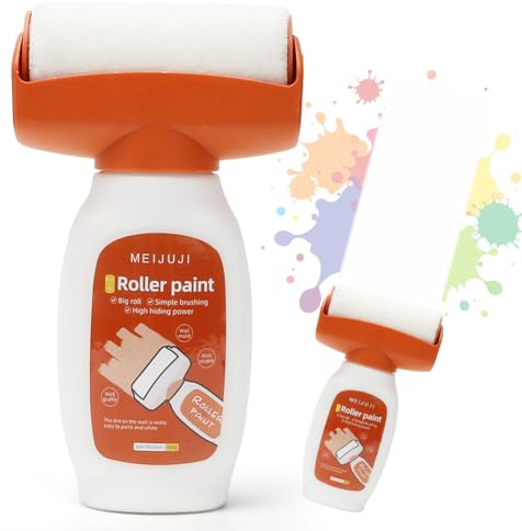 Tutamaz Pintura para retoques de pared, color blanco, 500 g, rodillo 2 en 1, pintura para retoques de pared, rodillo blanco con pasta reparadora de pared, reparación de arañazos de pared, graffiti