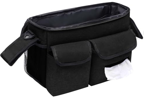 Eclove Kinderwagen Organizer Universal,Umhängetasche Kinderwagentasche, Große Wickeltasche Kinderwagen, mit Isolierten Getränkehalter,mit Reißverschlusstasche, Schultergurt, für Fast Alle Kinderwagen