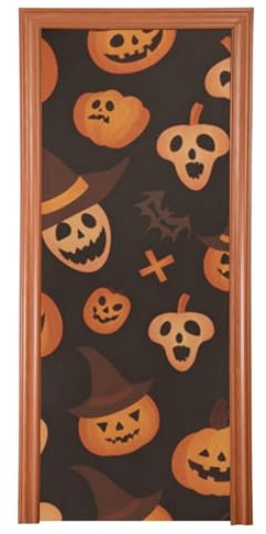 Ond Halloween pumpa stretchig dörrskydd 91 x 248 cm sommar dörr banderoller vår sommar säsongsdekor L