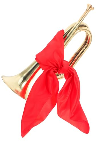 Metall Signalhorn für Bands und Auftritte, Leicht zu Greifen | Kupfer mit Stoff, Goldfarbenes Blasinstrument, Reiches Kräftiges Klangbild, für Schulorchester und Jugendliche