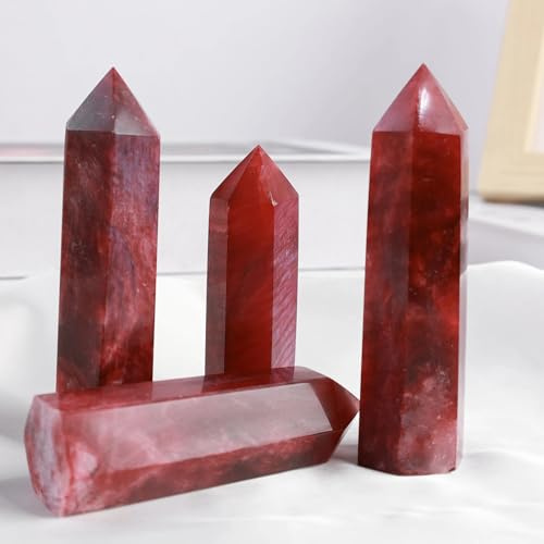 1pc 6-7cm Natur Rot Mondstein Turm Punkt Magie Home Szene Desktop Dekoration Kristall Gemstone Stone