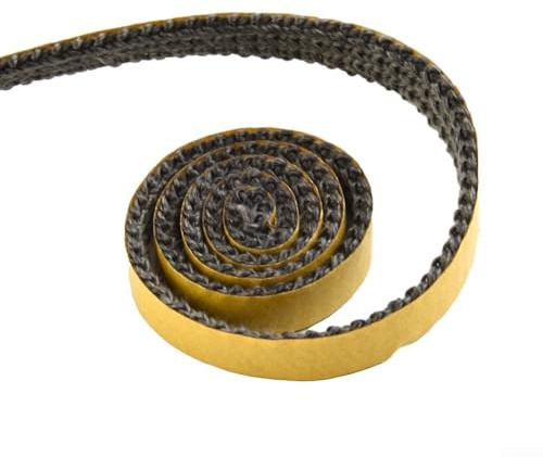 Gettimore Kamin-Dichtungsband 300cm x 10mm x 2mm, selbstklebende Baumwolldichtung für Glastürofen Ersatz, zum Abdichten von Dehnungsfugen, Türen und Rohren