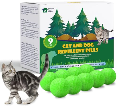 Xedapluv Cat Deterrent Outdoor, Natural Peppermint Oil Cat Repellent Outdoor Indoor, Mulch & Flower Permanently Against Scratch and Chew, Keep Cats Off Lawn, Yard, Garden, Keep Cats Away, 9 Pack
