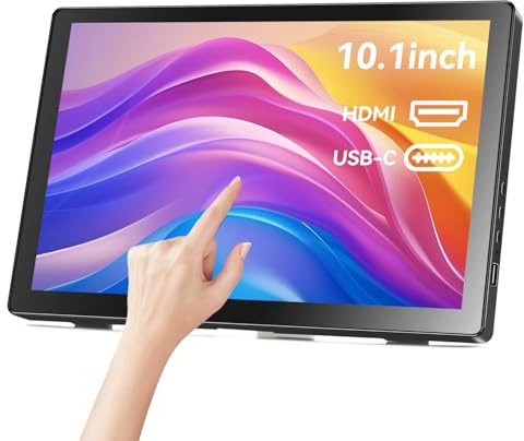 Showscren Small Touchscreen Monitor 10.1inch,1366x768P Touch Screen 60hz 400cd/m² 99% sRGB HDMI USB-C Travel Portable Monitor for Xbox PS4/5 Laptop Raspberry pi