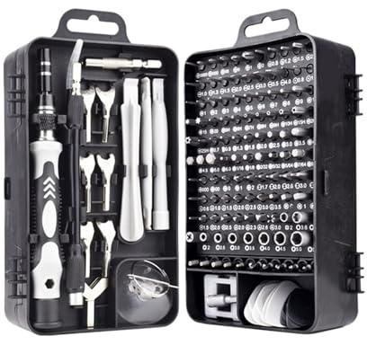 Juego de destornilladores trinquete que ahorran trabajo, caja herramientas combinada for el hogar, Kit magnéticos, brocas, Torx(135in1-Gray)