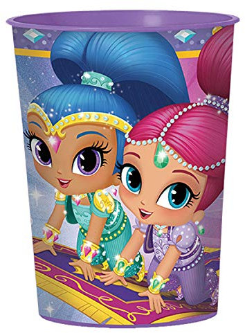 CAPRILO Lote de 10 Vasos Infantiles Decorativos de Plástico Duro Shimmer & Shine. Vajillas y Cuberterías. Juguetes y Regalos Baratos para Fiestas de Cumpleaños, Bodas, Bautizos, Comuniones.