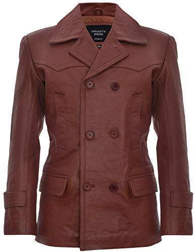 Infinity Leather Herren German Marine Dr Who Kuhfellleder PEA Mantel
