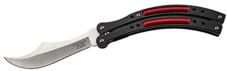 Herbertz Taschenmesser, Stahl AISI 420, Liner Lock, schwarze Aluminiumschalen, rote Kunststoffeinlagen, scharfes Klappmesser & Outdoor-messer für Camping, Wandern oder Jagd