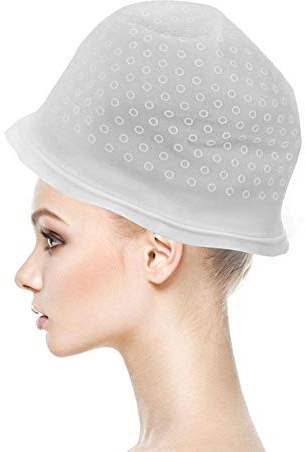Gorro de gel para teñir el cabello, Gorro de silicona para salón de belleza con gancho para mujeres Niñas Accesorio de peinado de cabello reutilizable Herramienta de peluquería profesional (Blanco)