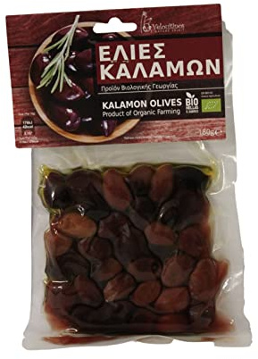Velouitinos Olive Greche Biologiche Kalamon, Pacco da 3 x 180 g (Totale: 540 g)