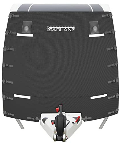 GADLANE Caravan Front Cover (Black) | Caravan Front Towing Cover Protector with High Visibility LED Lights & Reflective Strips, Waterproof, Fits Most Caravans