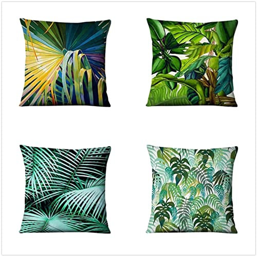 Tinnoon Kissenbezug 40x40cm 4er SetBoho Wohnzimmer Outdoor Deko, Schlafzimmer Zimmer Dekor Kissenhülle Kissenbezüge mit Verstecktem Reißverschluss, Couchkissen, Sofakissen Weinachten Blumen Pflanzen