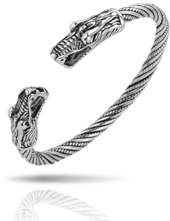 Braccialetto vichingo per uomo doppio drago serpente norvegese anello braccio vichingo regolabile aperto braccialetto in acciaio inossidabile intrecciato braccialetto braccialetto gioielli