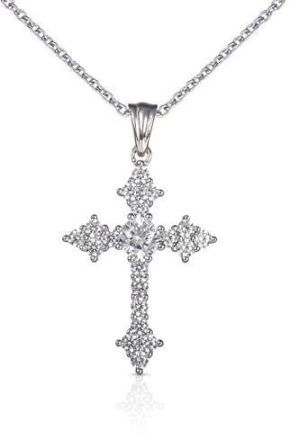 namana 925 Sterling Silber Kreuz mit Halskette für Damen und Mädchen, Sterling Silber Kreuz und Kette für Frauen mit Steinen