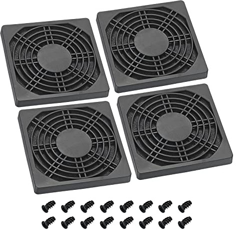 PATIKIL 4 Stück 95mm Lüfter Filter mit Schraube ABS Ventilator Grill Schutz Guard für Lüfter Schutzabdeckung DIY Schwarz