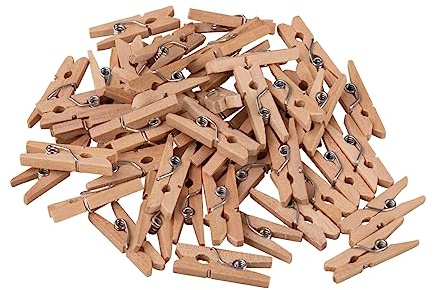 Rayher Mini-Wäscheklammern, 2,5 cm, 48 Stück, natur, unbehandeltes, FSC zertifiziert, kleine Wäscheklammern, Zierklammern, Deko-Klammern, 64588505