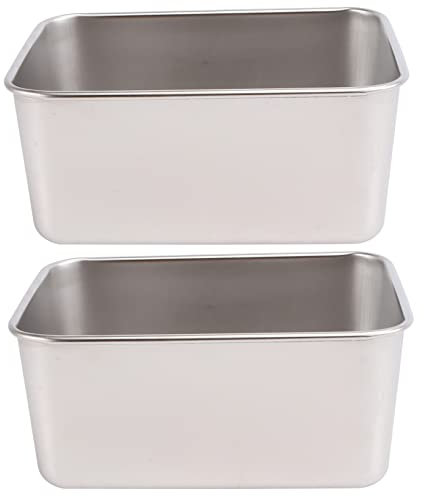ZAANU 2pcs Stainless Steel Square Box Fruit Tray with Lid Cookie Tray Storage Box with Lid Non- Stick Bread Mould Storage Boxes with Lids Bread Holder Organizer Silver Durable Box Toast/1412