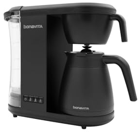 Bonavita Enthusiast 8 Cup Drip Coffee Brewer, Pour Over, SCA Certified Coffee Machine with Thermal Carafe, Stainless Steel Panel, Removable Reservoir, Matte Black