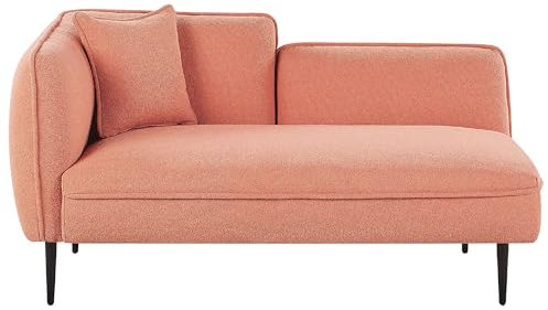 Beliani Chaiselongue Bouclé rosa linksseitig mit Kissen Metallgestell modern Chevannes