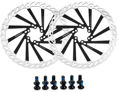 Yongness 2 Stück Fahrrad Bremsscheibe mit 12 Schrauben 140 mm/160 mm/180 mm/203 mm Fahrradbremsscheibenrotor für Citybike, MTB, Rennrad, Fahrradteile (Schwarz, 203mm)