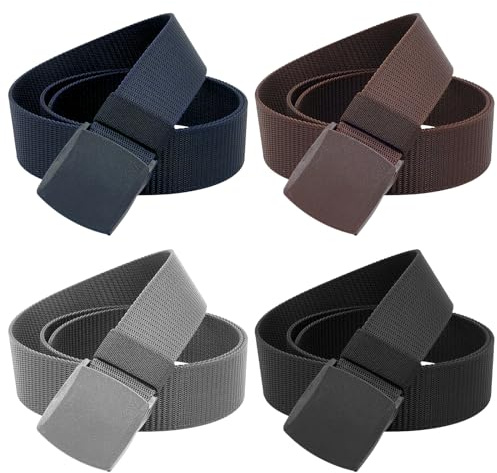 HENGBIRD 4er Arbeitsgürtel Herren, Unisex Gürtel Nylon Verstellbarer Canvas Gürtel für Herren und Damen Verstellbarer Outdoor Gürtel Herren Geeignet für Arbeit und Reisen Schneller