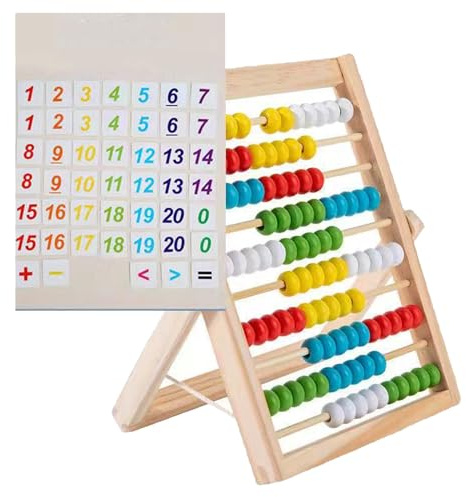 GNAUMORE Rechenschieber Rechenrahmen Kinder,Abakus Rechenschieber aus Holz,Abakus Rechenschieber Mathematik,Abakus für Kinder,Zählen und Rechnen Hölzerne Abakus,Zählrahmen Grundschule Mathe