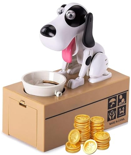 Xrten Hundespardose, Welpen-Sparschwein, Hungriger Hund Geldkassette, Münze Kaut Spielzeug Spardose, Frisst Geld Hund Spardose für Kinder Dekoration Geschenk Spielzeug