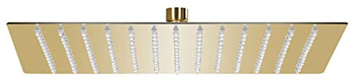 Hommdiy Regenbrause Anti-Kalk-Düsen Brausekopf Duschkopf Kopfbrause Regendusche Duschbrause Wand Decke Edelstahl,Gold,30 x 30 cm