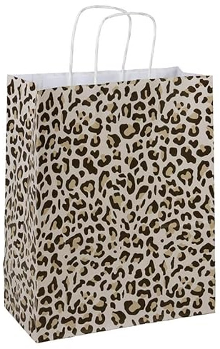 50x Papiertüten Leopard A4 - Papiertragetaschen - 12 x 25 x 31 cm - Braun;Beige - 50 stück