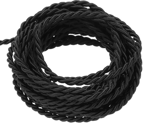 sourcing map Twisted Cord Trim 5 Yard 2mm Black - 5m | 3-Ply Twine Braided Rope Shiny Thread String for Craft Gift Bag Curtain Christmas Decor