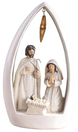 F Fityle Krippenfigur, Weihnachts-Desktop-Statue, religiöses Geschenk, Sammlung, Geschenk, Jesus, Geburt, Dekoration für Party, Schreibtisch, Urlaub, Weiß