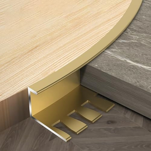 Raouoae Fliesenkanten Schutz Langlebiger Kantenschutz 135cm 2 Stück Biegbar Fliesenschiene Treppenkantenprofil Für Innen Und Außentreppen(Gold,H:15.5MM)