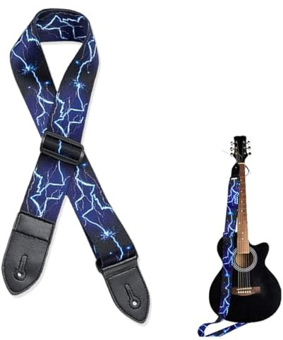 1 Stück Gitarrengurt, Verstellbarer Gitarren-Gurt, Gitarrenband, Guitar Strap mit Lederenden, Gitarrenhals Gurt, für E-Gitarre, Akustikgitarre, Bass