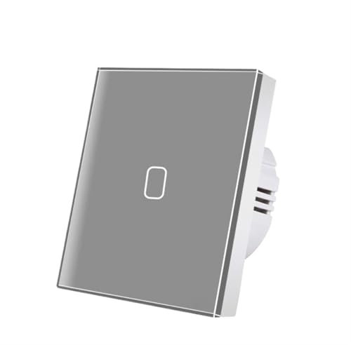 YDEWLY Wandlichtschalter, Wandschalter, Touch-Schalter AC100–240 V, LED-Lichtschalterfeld, Wandlichtschalter aus gehärtetem Kristallglas, 1/2/3 Gang, 1-Wege-Unterbrechung(Style F 1Gang)