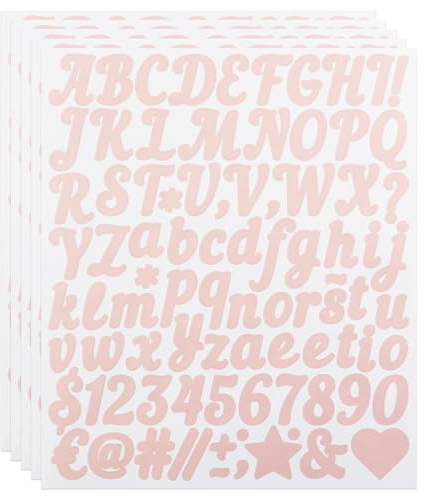 Kleine Buchstaben Aufkleber, 1 Zoll 440 Stück Buchstaben und Zahlen Aufkleber für Scrapbook, Wasserflasche, Namensschild, klebebuchstaben wetterfest - rosa