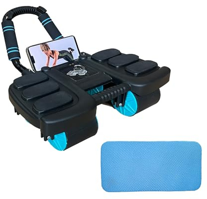 Ab Roller Exercise Wheel Ab Workout Equipment Abdominal wheel roller with Knee Mat - Automatic Rebound with 6 Elbow Supports 4 Wheels Abdominal Trainer Core Strength Training