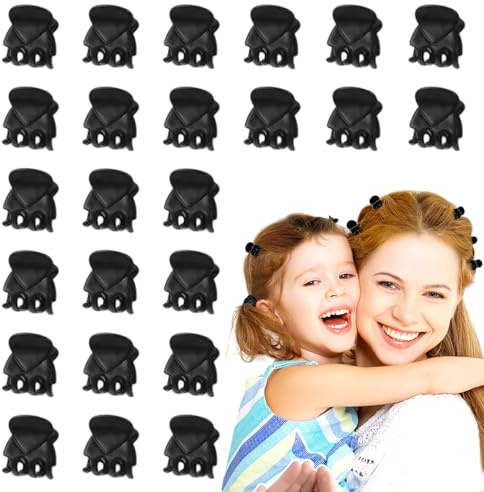 Mini Haarspangen, 24 Stück Kleine Haarklammer Set, Schwarz Kunststoff Haarklaue, Haarklauenclip Klein für Feines Haar, Rutschfestem Jaw Clips, ideal für Kinder Mädchen Frauen Damen