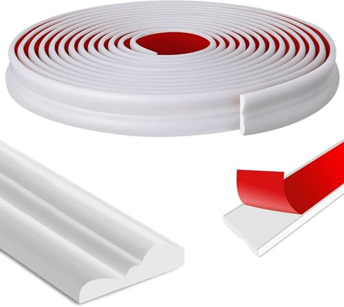 20 Ft x 1.1''/6.1Mx2.8CM Peel and Stick Wall Molding Trim | Self Adhesive Wall Trim Flexible-3D Chair Rail Panel Molding for Mirror Frame, Wall Protection and Home DIY Decoration