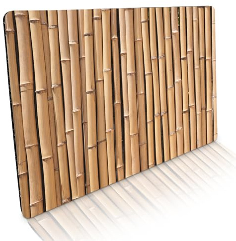 Paillasson pour l'intérieur et l'extérieur - 50 x 70 cm - Plat et antidérapant - Aspect bambou clair - Tapis de porte lavable pour des chaussures propres et une entrée moderne et élégante