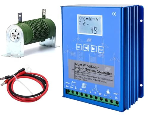 HYZHANHONG 12v, Controlador de Carga MPPT para Sistema híbrido eólico-Solar de 9000 W, 12 V/24 V/48 V con regulador automático de Carga de Descarga, for de aerogeneradores, 48 ​​V