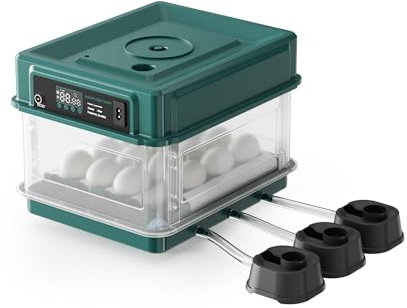 Fudajo Vollautomatischer Flächenbrüter für 15 Eier, Inkubator 40 W mit Wendesystem, Brutautomat mit Temperatursteuerung und Feuchtigskeitsregulierung, Brutkasten zum Eier ausbrüten