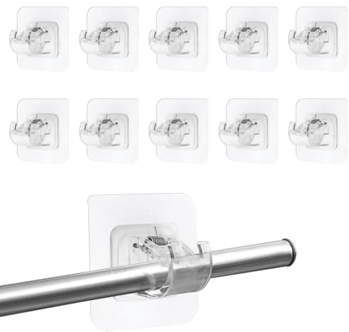 10 Pezzi Ganci per Tende Senza Bucare Infissi PVC Autoadesivi Gancetti Porta Bastoni Tende Senza Forare Adesivi per Finestre