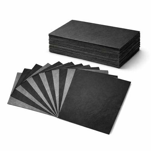 Qibivfo 300 Blatt Graphitpapier A4 Schwarz, Kohlepapier zum Nachzeichnen & Motiv übertragen – Transferpapier für Papier, Holz, Leinwand (21 x 29,7 cm)