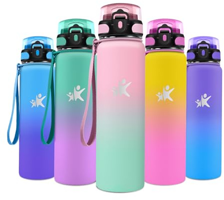 JAPORIA Borraccia Acciaio Inox 1L, Bottiglia Termica con Cannuccia, Riutilizzabile, a Prova di Perdite, senza BPA, per Campeggio, Bici, Trekking