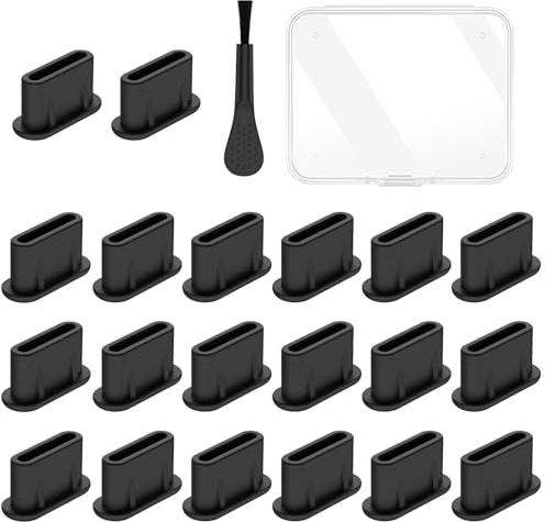 Tobfit USB C Anti Dust Plugs & Cleaning Brush, Silicone USB C Cover Caps suitable for for All Type-C Smartphones and Tablets Laptops and other electronic device with Type C charging port 20*Black