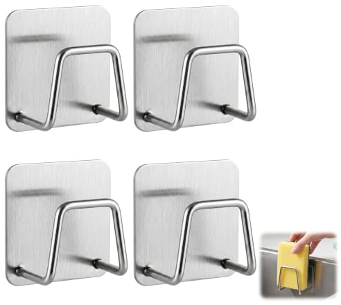 4 Piezas Soporte Estropajo Fregadero | Soporte Estropajo Fregadero Autoadhesivo, Organizador de Cocina Fregaderos Adhesivo para Cocina, Baño, Cuarto de Baño